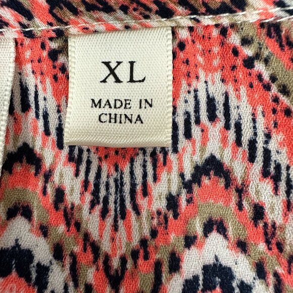 Tacera Women's Off-Shoulder Zigzag Pattern Top XL 100% Polyester Red & Blue - Picture 4 of 6